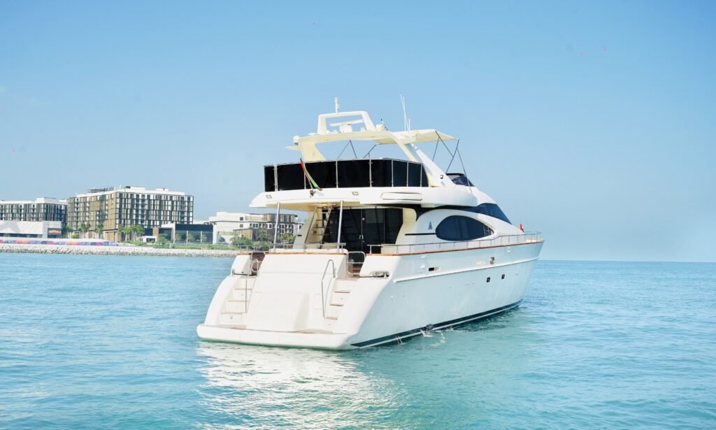 Large group yacht YRD Prestige 80ft on the sea