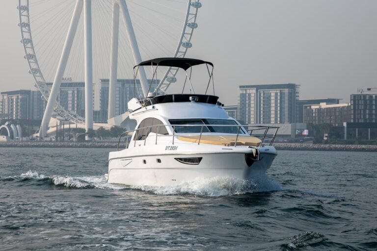 Front view of YRD Signature 48ft yacht on the water