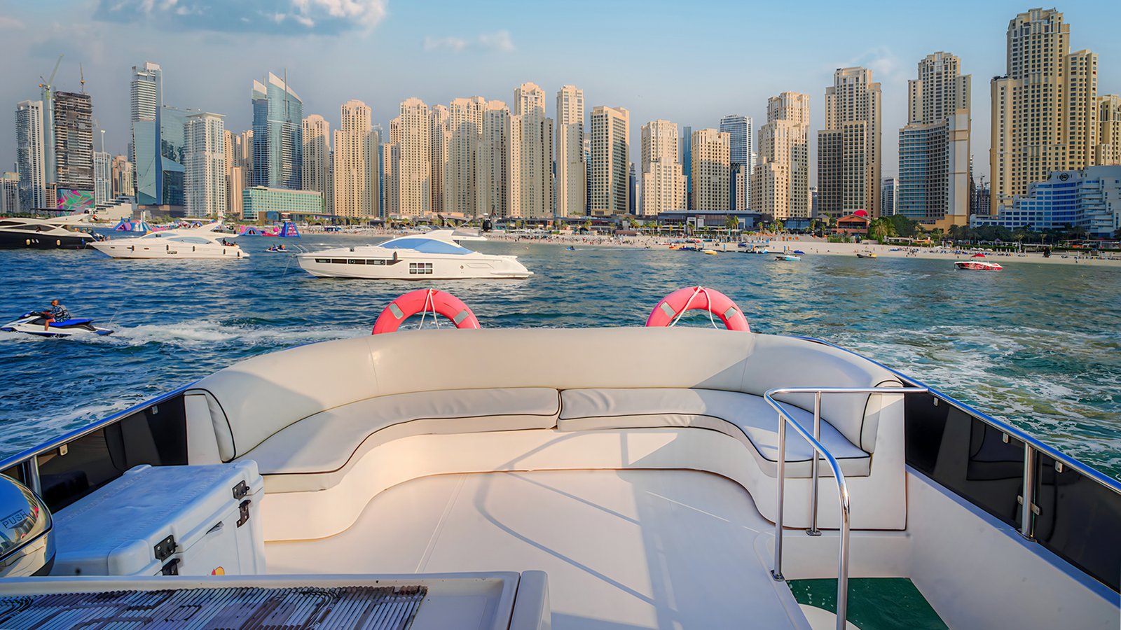YRD Signature 55ft yacht cruising near Ain Dubai in Dubai Marina