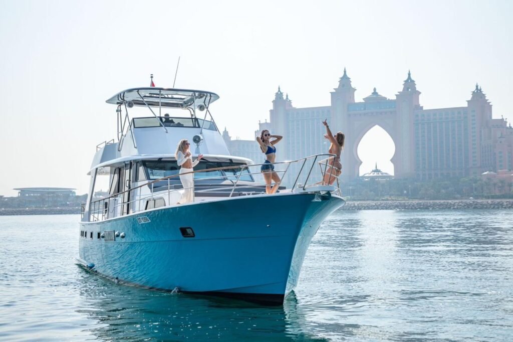 YRD Prestige 64ft yacht cruising in Dubai Marina waters