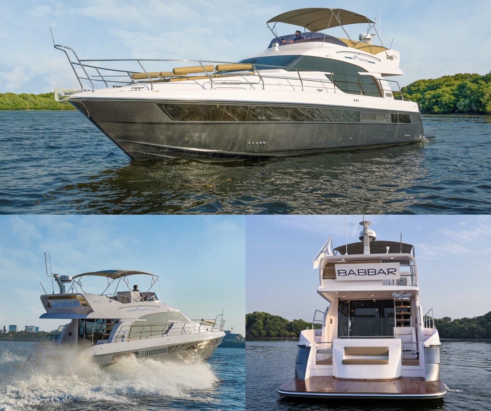 Luxury indoor salon seating area inside YRD Signature 50ft yacht