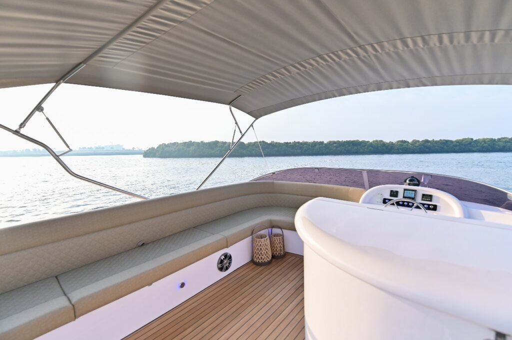ront deck and bow seating area on YRD Signature 50ft yacht