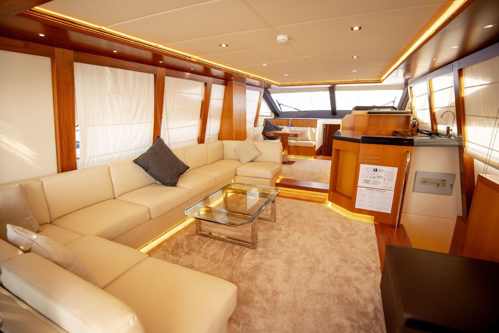 Spacious top deck seating aboard YRD Prestige 70ft